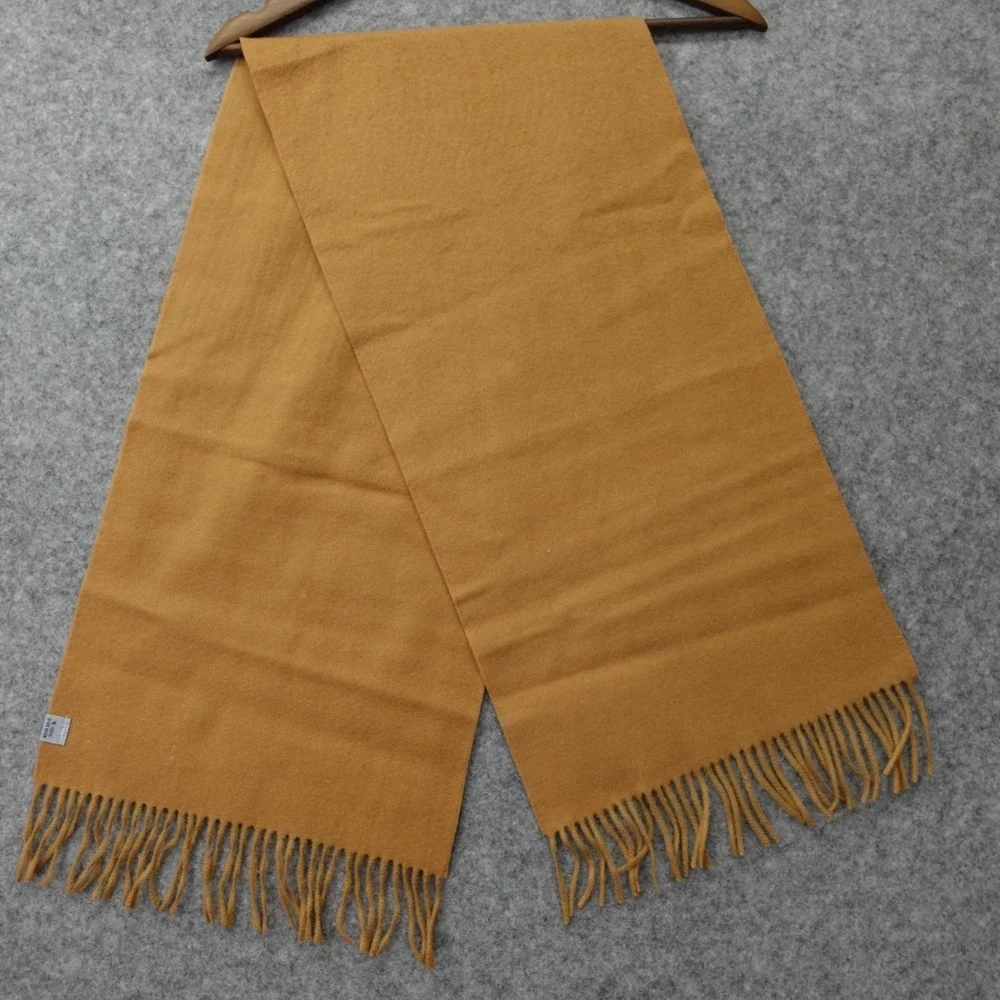 Camel Tan Wool Scarf Mens Winter Fringe Muffler TRADITIONAL WINDSOR HOUSE 12x50